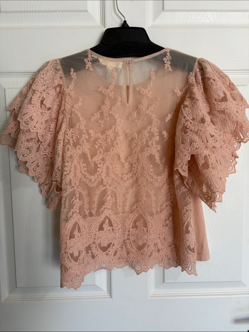 Forever That Girl Women's Lace Flutter Sleeve Blouse in Blush - Picture 4 of 14